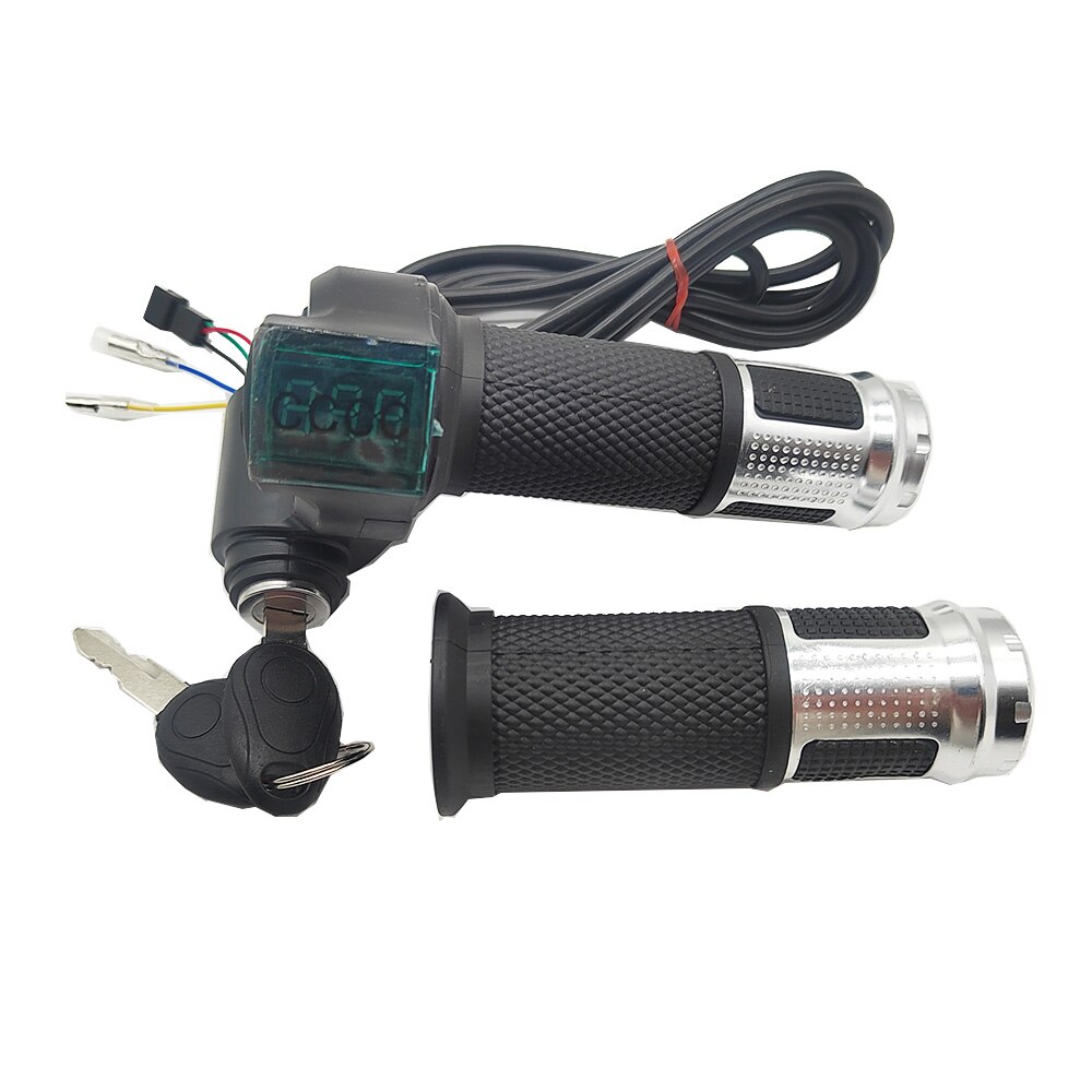 12 V/24 V/36 V/48 V/60 V/72 V ebike della valvola a farfalla con batteria di alimentazione del Schermo LCD Interruttore Manopole Del Manubrio per bici elettrica/scooter/ebike: argento