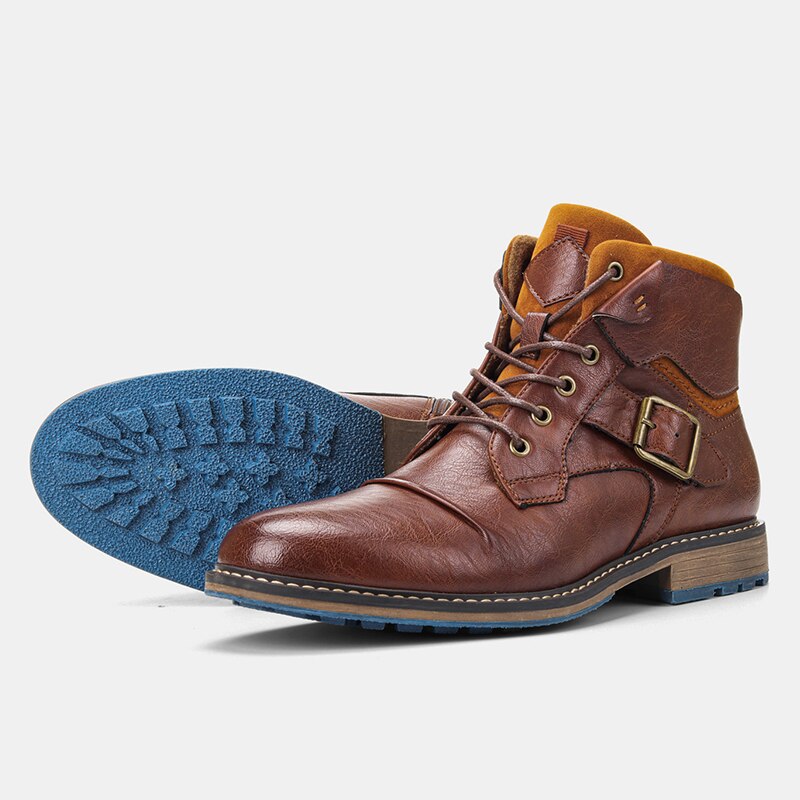 Plus size 8-12 støvletter herre merke ankelstøvletter vintage høst komfortable skinnstøvler menn vintersko