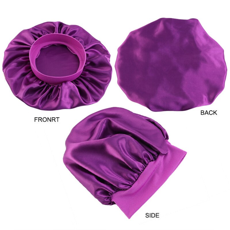 6Pcs/Lot Wide Band Satin Bonnet Cap Hair Bonnets For Women Silky Bonnet For Curly Hair Large Size Sleep Hair Cap