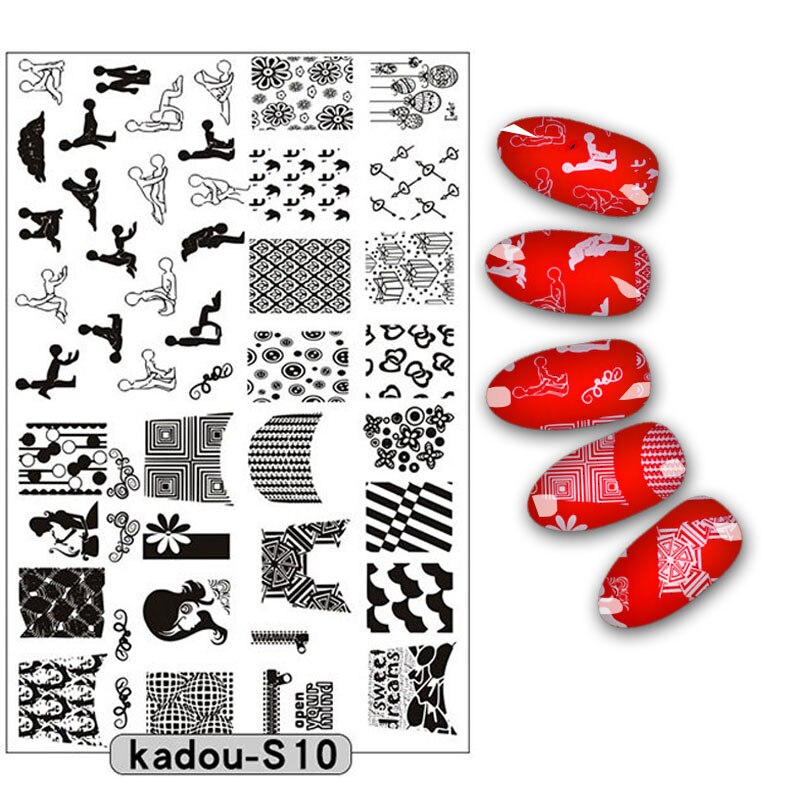 9.5*14.5cm Nail Stamping Plate Nail Art Stencils For Nails Manicure Popular Plate Instruments Tool 16 Patterns: KADOUS10