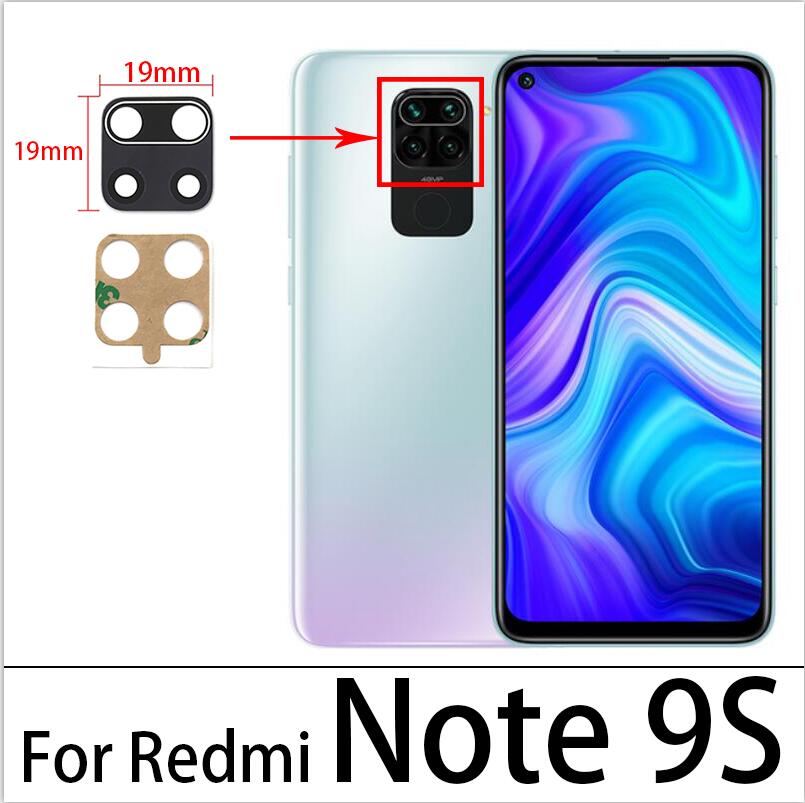10Pcs/lot Redmi Note 10 Rear Back Camera Glass Len With Glue Sticker For Xiaomi Redmi Note 5 6 7 8 8T 9S 9 10 Pro Max Glass Lens: Redmi Note 9S