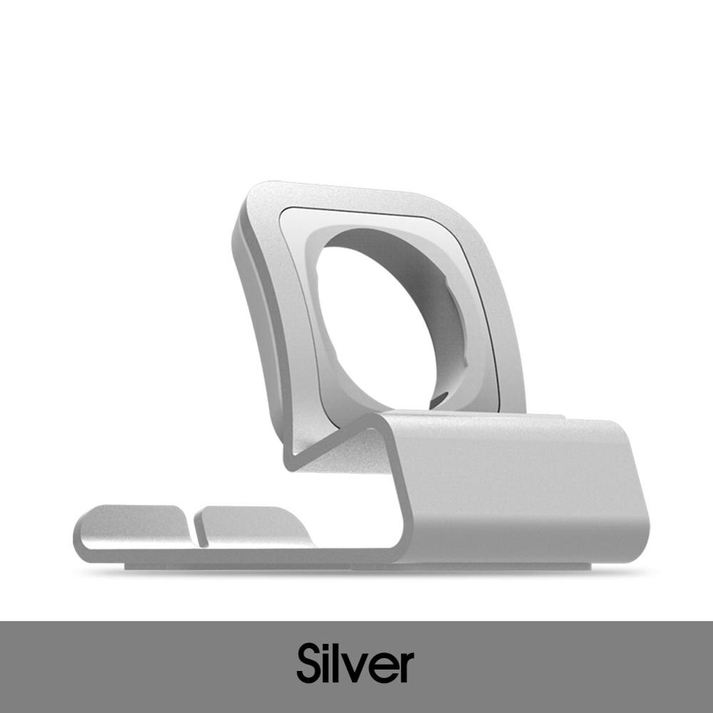 Aluminium Alloy Charging Stand for Apple Watch Series 5/4/3/2/1 38 42 40 44mm Desktop Holder Bracket Charger Dock Station: Silver