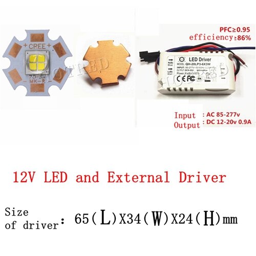 Cree MKR MK-R LED Emitter 15 Watt 6 V 12 V Weiß Warmweiß Taschenlampe LED-Diode Chip Licht 1769LM auf 16mm 20mm Kupfer PCB: LED und extern-D / NW 4000-4500K