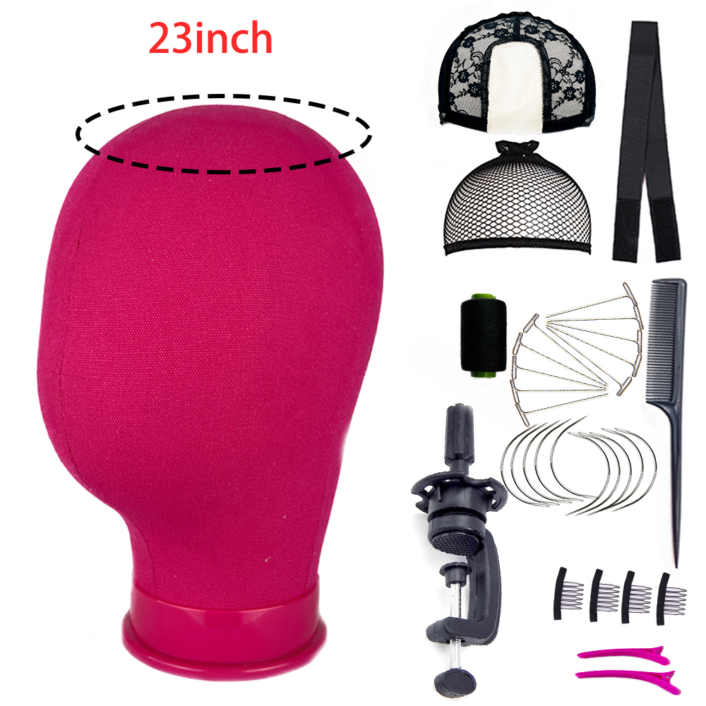 Nowa głowa manekina Stojak na perukę Płócienna głowa z regulowaną głowicą manekina Statyw robić wyświetlania peruk z czapkami na peruki T szpilki: Różowy