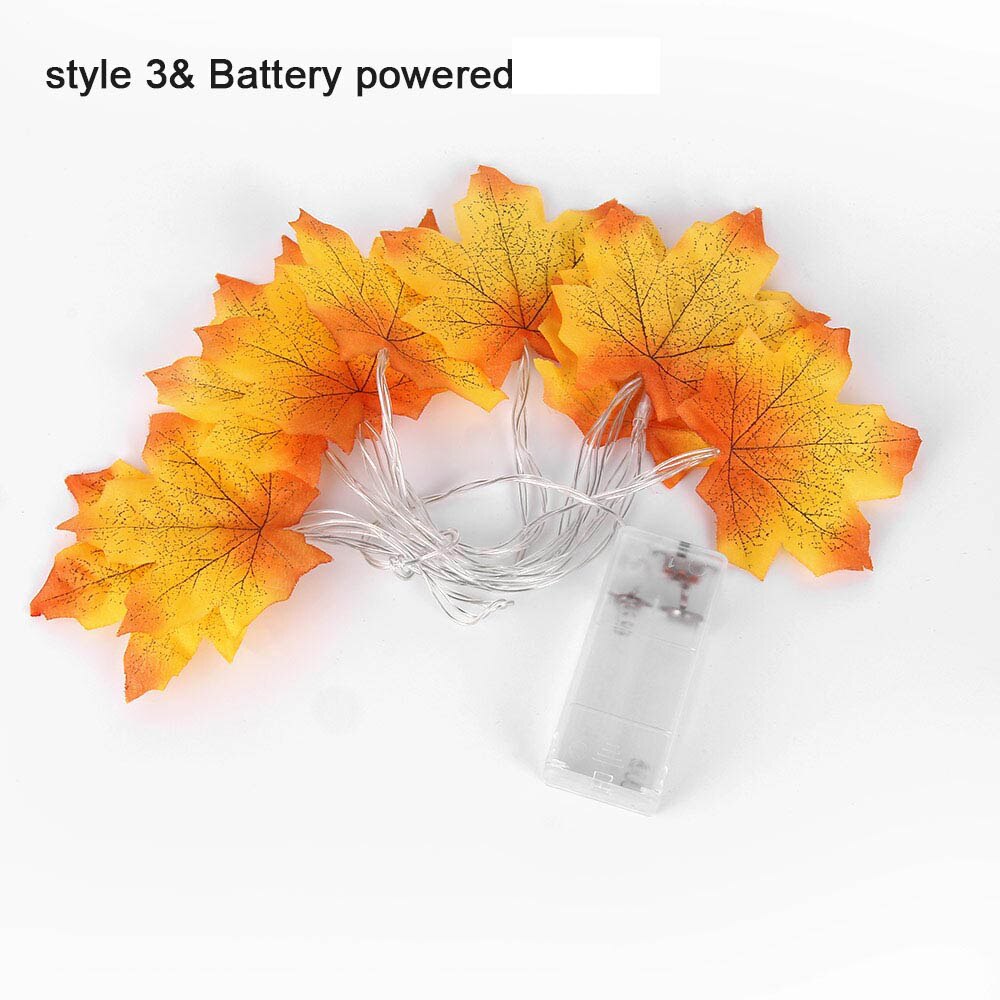 1.5m ahornblade led snor 10 led /3m 20 led aa batteri usb drevne efterårsplanter hegn festlys trappegelænder dekoration: Stil 3 batteri / 1.5m