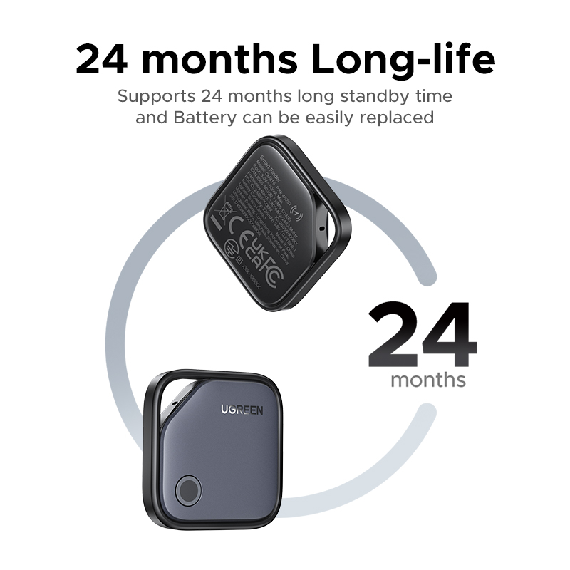 UGREEN Rastreador Bluetooth inteligente, buscador de llaves Localizador de artículos SmartTag Buscador de teléfono con batería de hasta 2 años para Apple Find My (solo IOS)