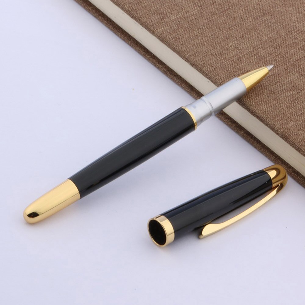 Jinhao Metalen Ijle Zwart Gouden Trim Rollerball Pen