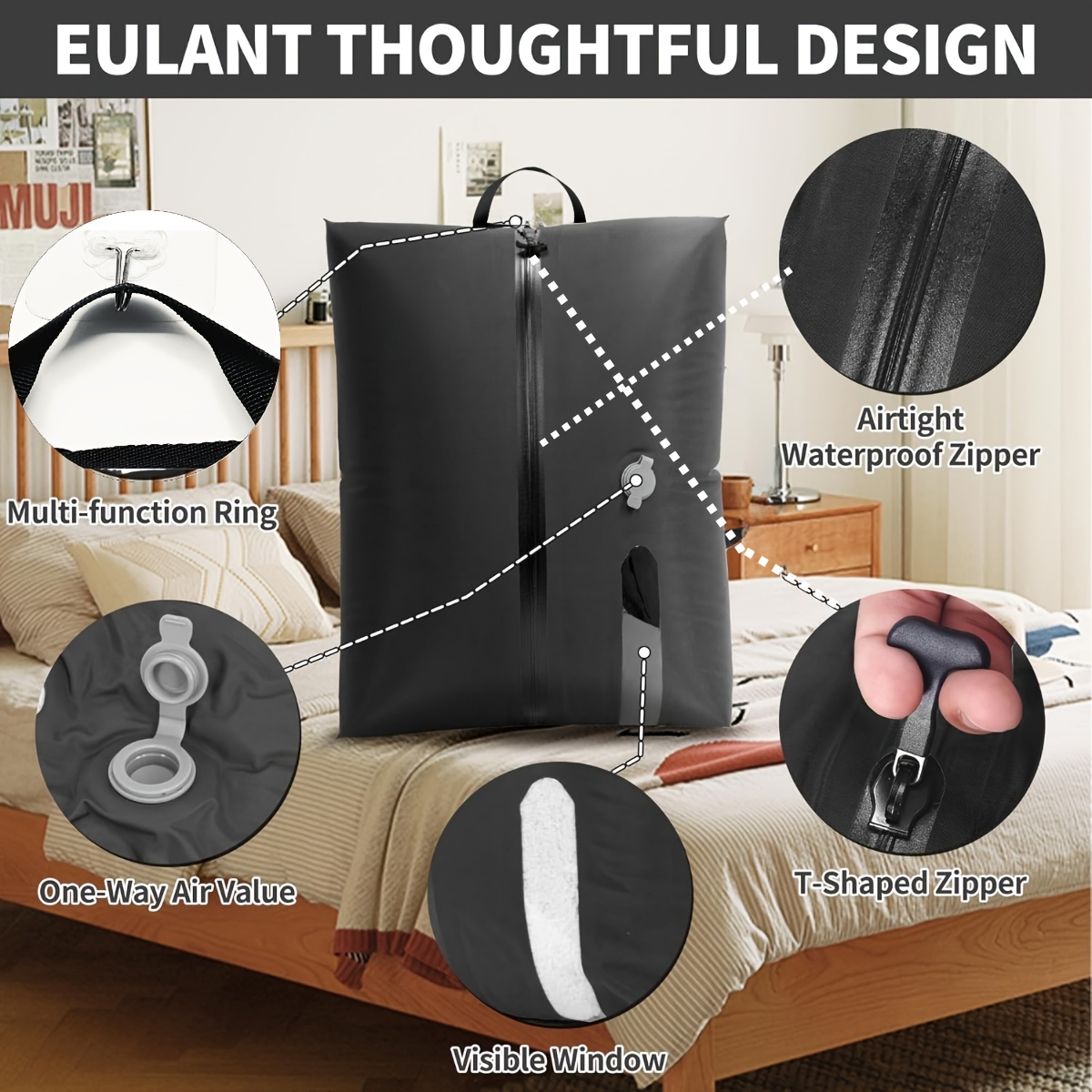 1pc Luggage Vacuum Compression Bag, Reusable Vacuum Bag, Save 60% Space, Travel Vacuum Sealed Bag