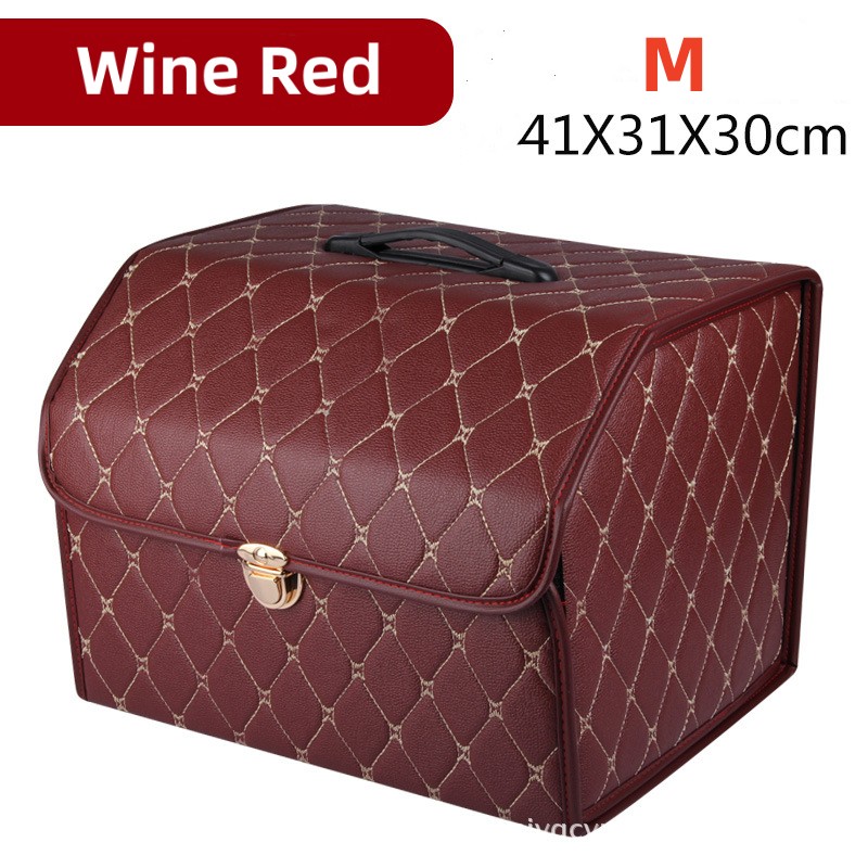 Boîte de rangement de coffre de voiture, grande capacité, sac de rangement d'outils multi-usage automobile, rangement pliable en cuir pour boîte de rangement d'urgence: Violet