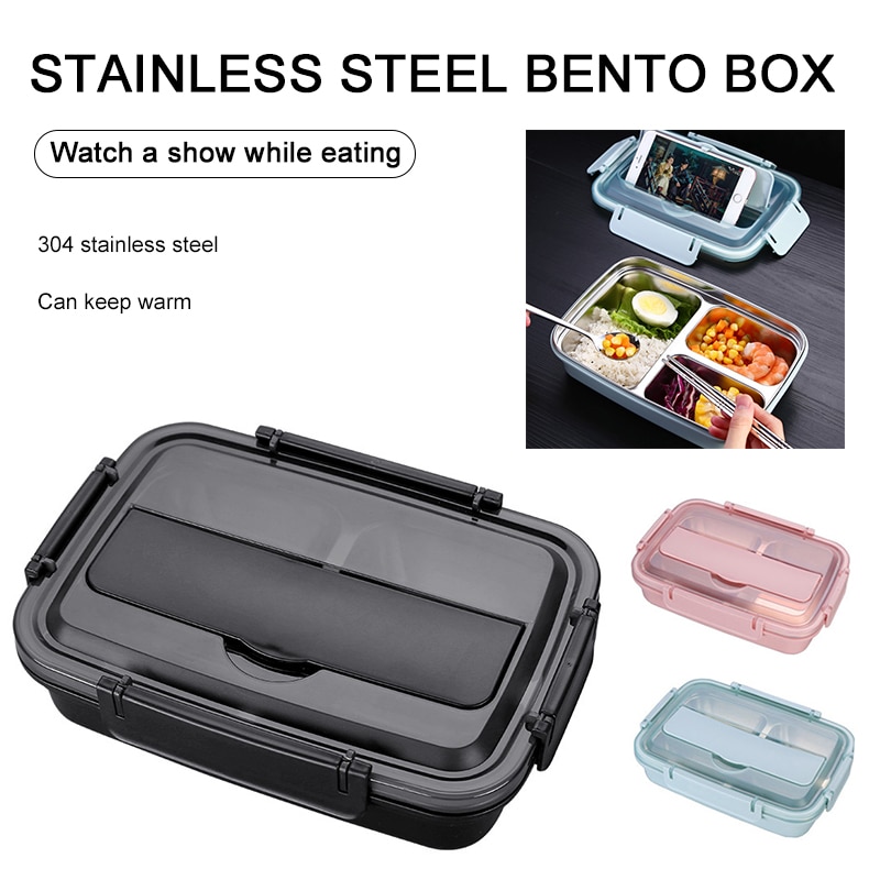 Rvs Bento Box Servies Voedsel Opslag Container Kantoormedewerker Lunchbox School Office Draagbare Bento Box Lunch Tas