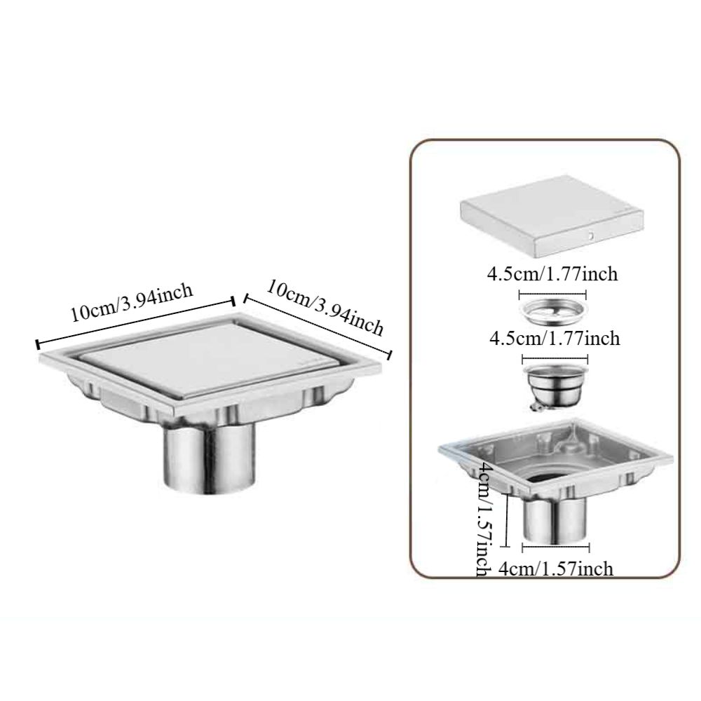 304 Stainless Steel Square Floor Waste Drain Tile Insert Accessories Large Flow Draine Drain Anti-odor Shower Grates Toilet