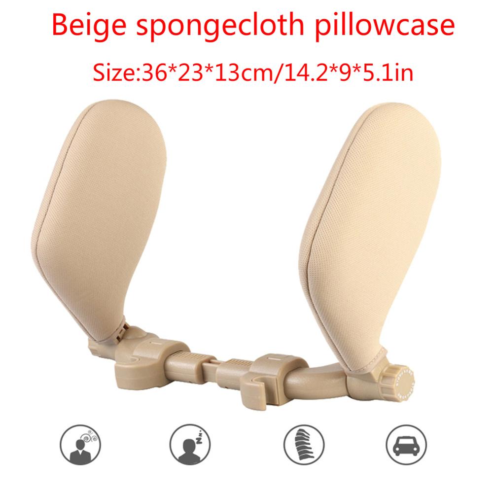 Autostol nakkestøtte pude bil nakke pude sæt bilsæde nakke støtte auto sæde hoved pude bil pude til børn og voksne: Stof beige