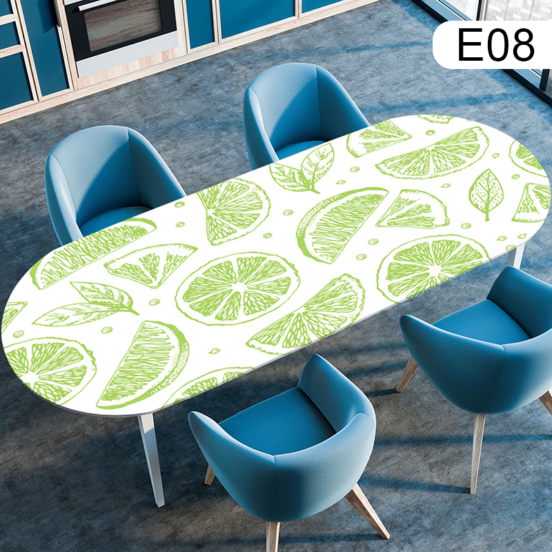 Oval Table Cover Waterproof Oil-Proof Tablecloth Elastic Kitchen Dining Wedding Party Table Cover Outdoor Courtyard Home Decor: Blue / 132*178cm