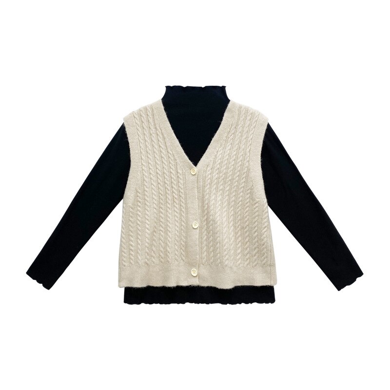 Women's Knitted cardigan vest sweater cardigans for winter clothes women sleeveless sweater female roll collar