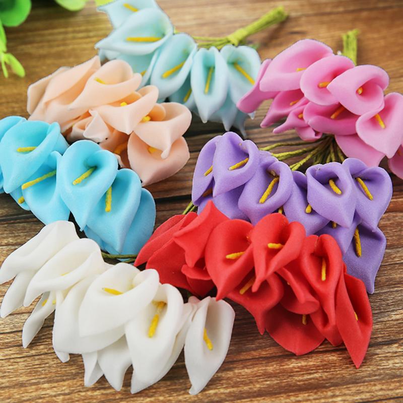 12pcs hoofd/set Kunstmatige Bloemen 8 Kleuren Calla Bridal Bruiloft Decoratie Boeket Hoofd PE Real Touch Kunstmatige bloem