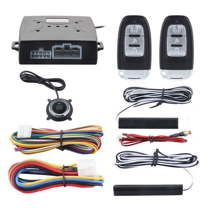 Car Alarm Ignition Start Security System Key Engine Start Push Button Remote Kit