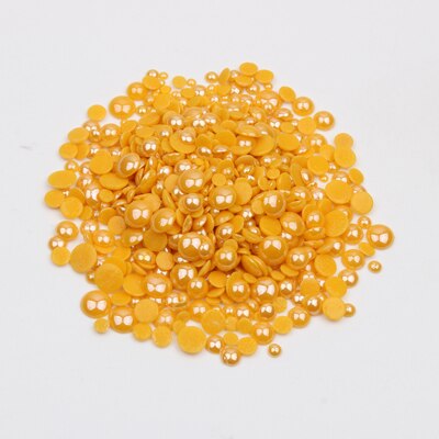 1000 stk/parti hvid/sort mix størrelser keramiske perler halvrund flatback perle 2mm-6mm blandet til diy lim nail art beklædningsgenstand: Gul