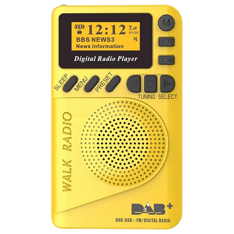 Fickradio bärbar dab digital radio uppladdningsbar fm-radio lcd-skärmhögtalare för gång eller jogging