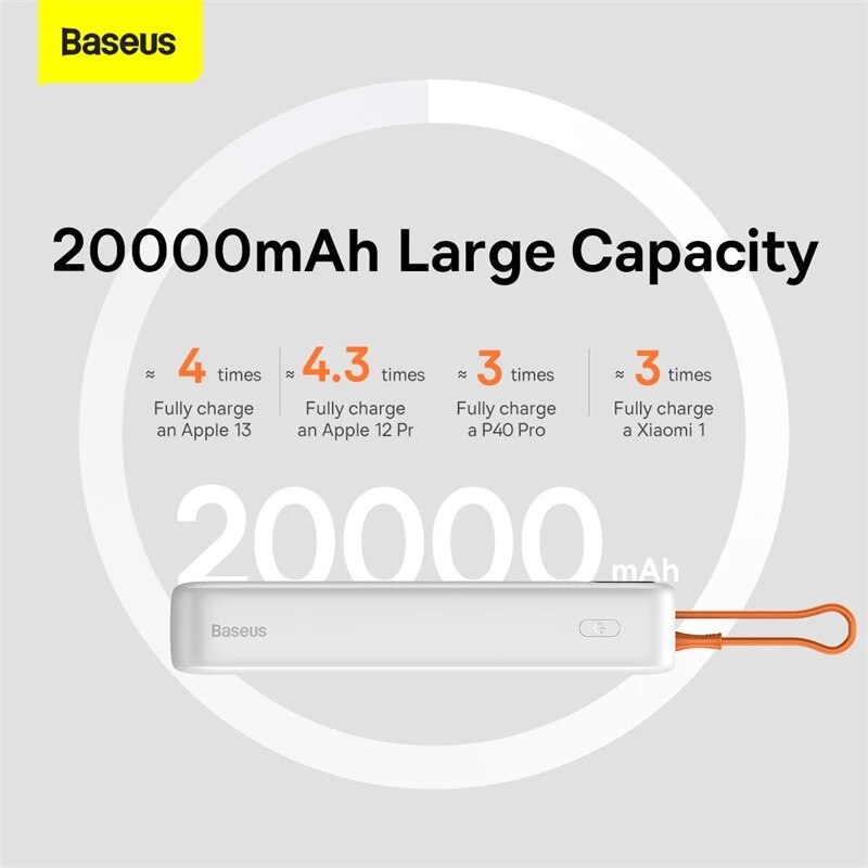 Baseus 20000 Mah Power Bank Pd 20W Snel Opladen 20000 Mah Power Bank Externe Batterij Voor Iphone 13 12 pro Max Xiaomi Poverbank