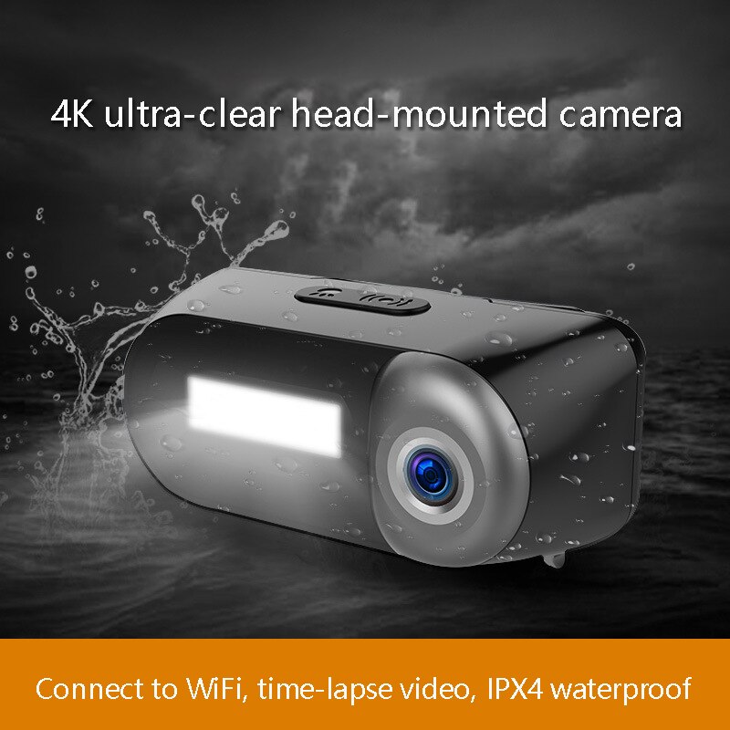 Outdoor Sports Camera with head light lamp Waterproof Head-Mounted Sports Video Camera 1080P for Field Work Recording