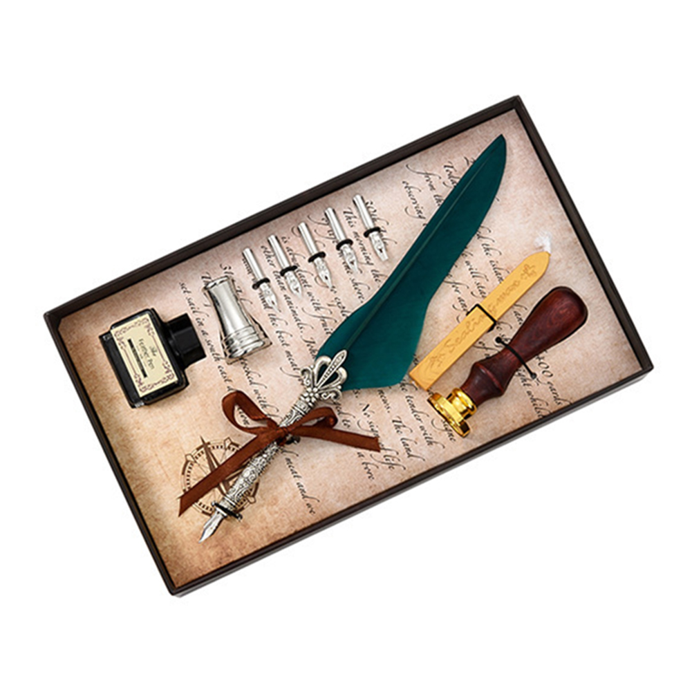 Kalligrafie Veer Dip Pen Schrijven Inkt Set Briefpapier Box Met 5 Nib Bruiloft Quill Pen Desi Fontein Bruiloft Pennen: 15