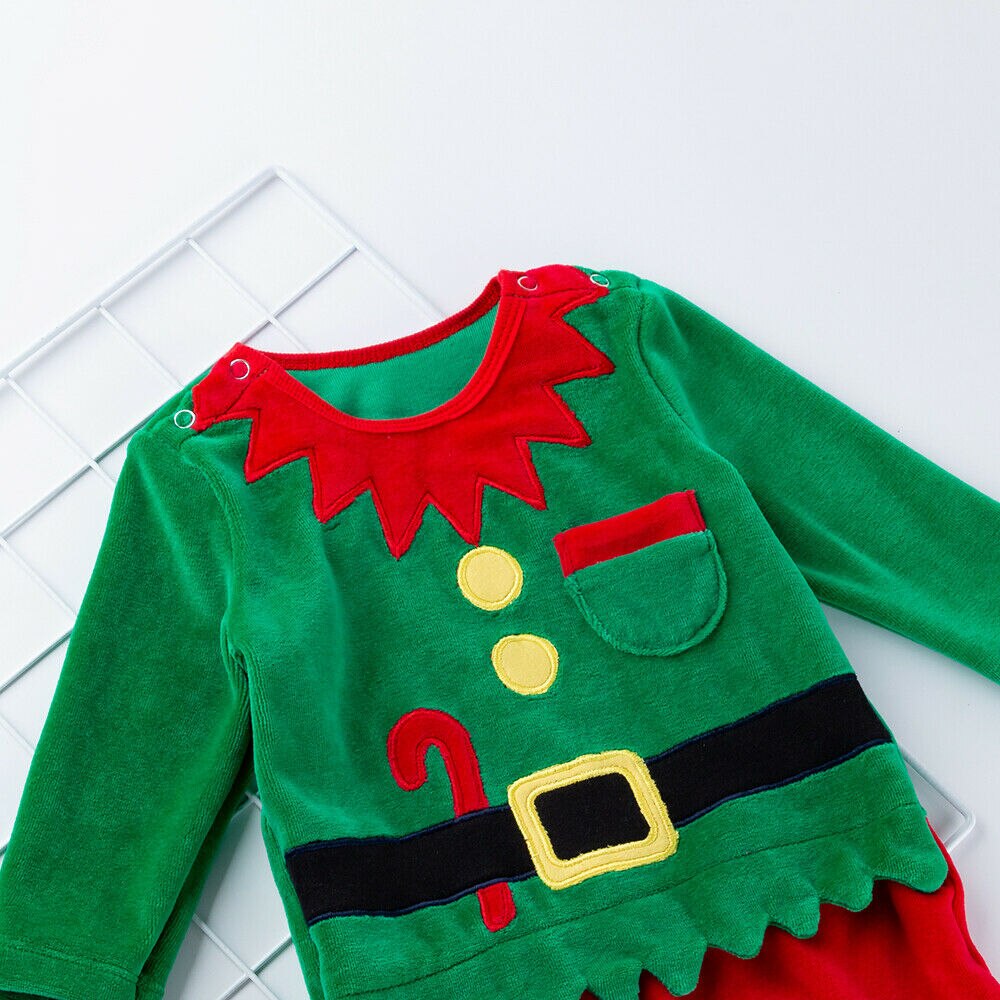 0-24M Christmas Baby Girl Boy Rompers Hats Xmas Santa Claus Clothes Velvet Romper Hat Outfit