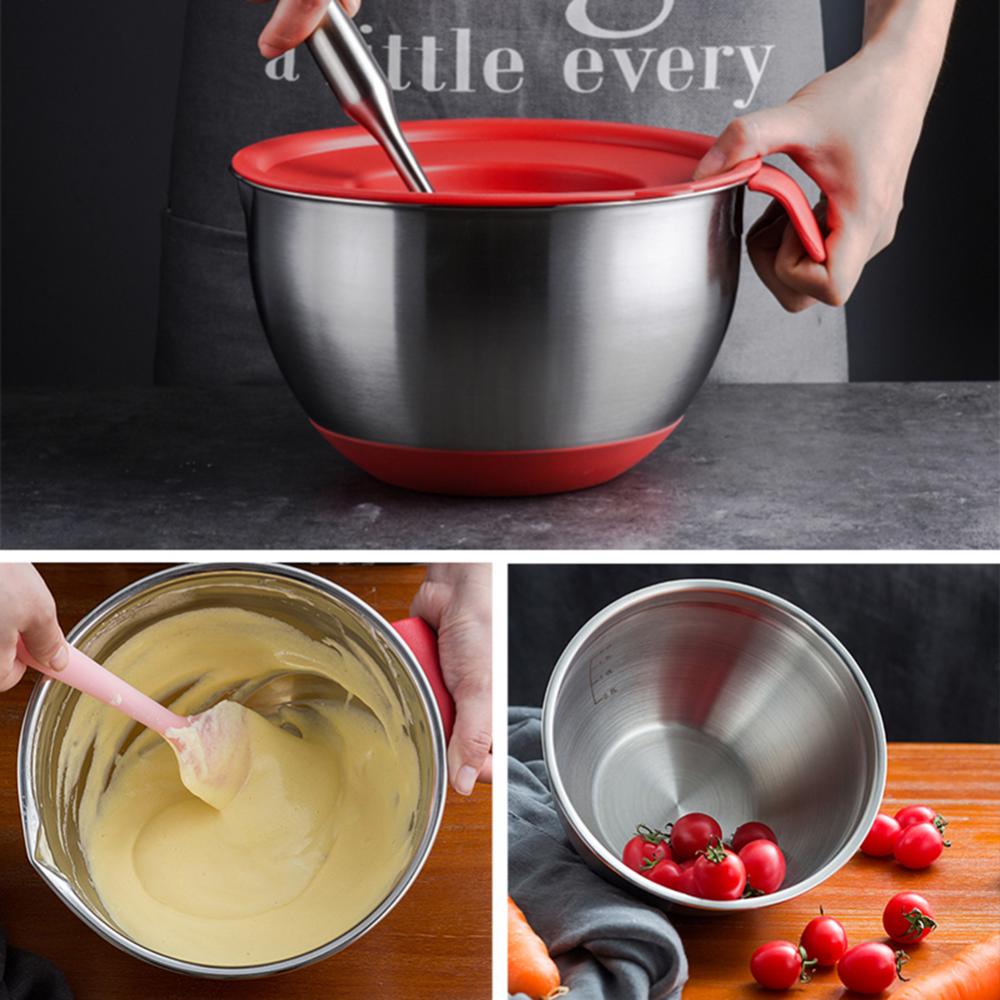 Cuencos para mezclar con tapas, de acero inoxidable, rallador multiusos, contenedor de alimentos, vajilla