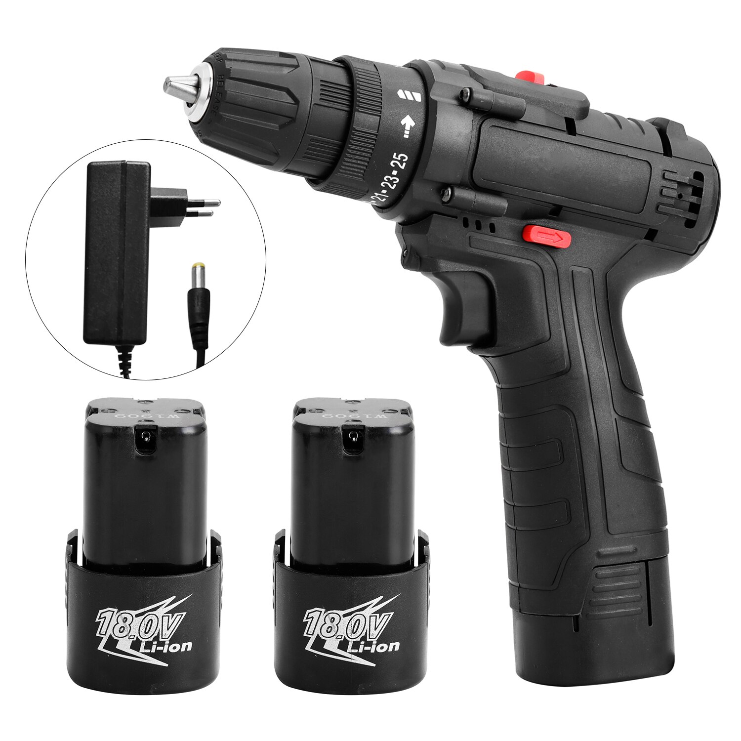 18V Multifunctional Cordless Electric Impact Drill High-power Lithium Battery Wireless Home DIY Chargeable Electric Screwdriver: 2pcs battery