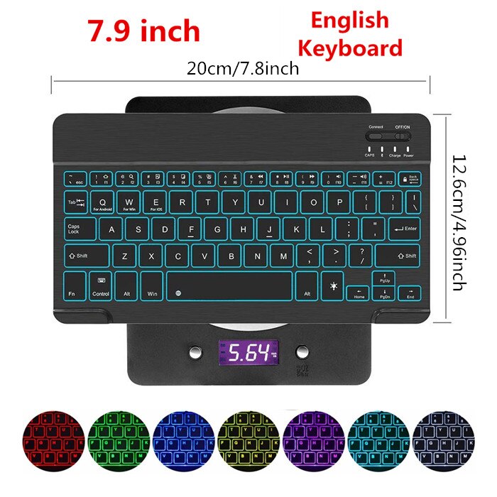 Ultra Slim Aluminium Bluetooth Russisch Spaans Toetsenbord Voor IOS Android Tablet Windows Voor iPad 7.9 9.7 10.5 Bluetooth Toetsenbord: 79-Backlit-eng