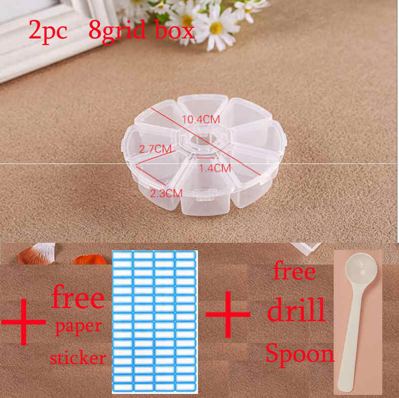 Grote Diamant Schilderen Tool Container Diamant Borduurwerk Stone Opslag Accessoire Mozaïek Gemak Doos Met Gratis Sticker: 2pc 8grid