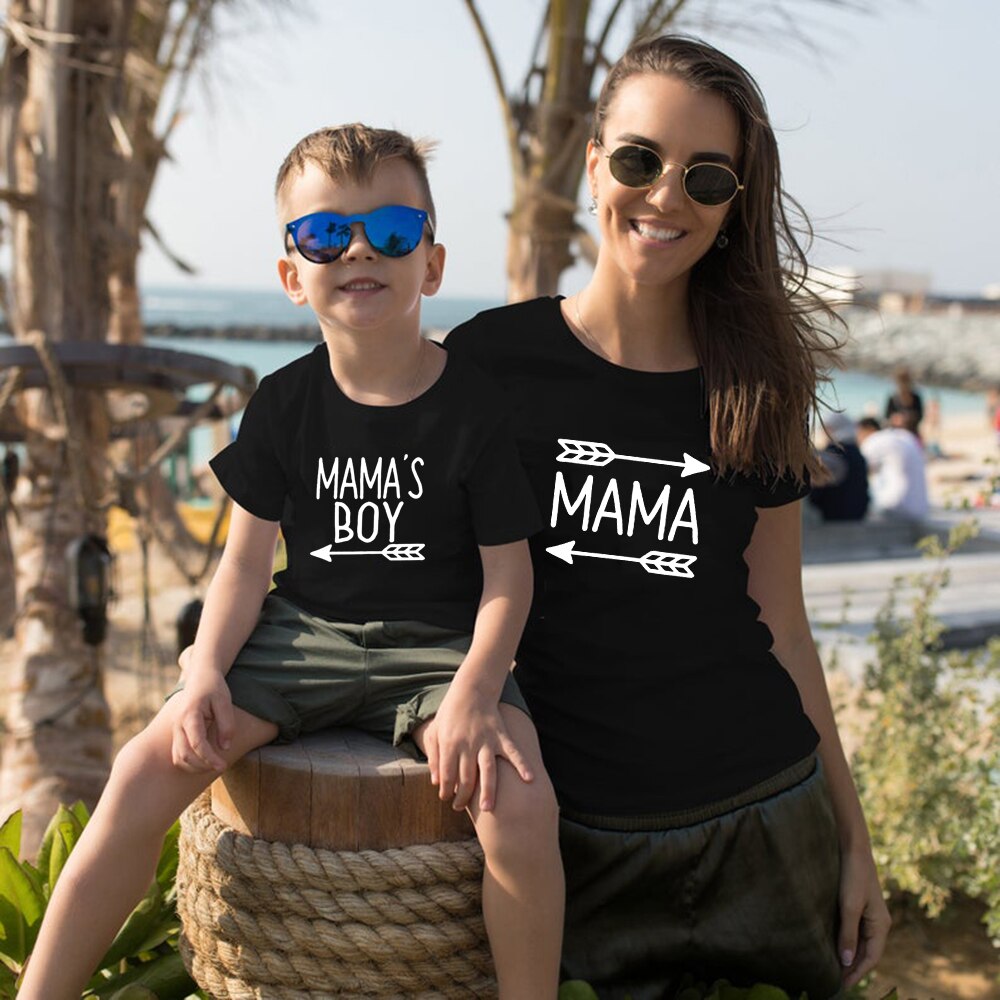 1 sztuk Mama i ja koszule Mama i Mamas chłopiec Mama i syn dopasowane koszule Mama chłopiec Mama ze strzałkami Mama chłopców chłopiec Mama stroje