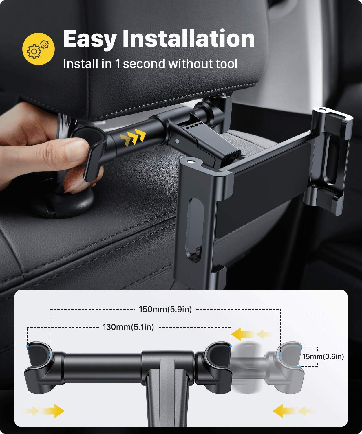 Car Back Seat Headrest Mount Holder For iPad 4.7-12.9 inch 360 Rotation Universal Tablet PC Auto Car Phone Holder Stand