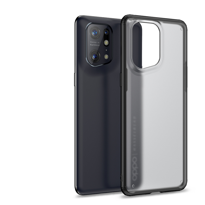 Funda Voor Oppo Vinden X5 Pro Case Stijlvolle Telefoon Cover Voor Oppo Vinden X5 Case Matte Transparant Hard Pc Siliconen schokbestendig Bumper: Oppo Find X5 / Black