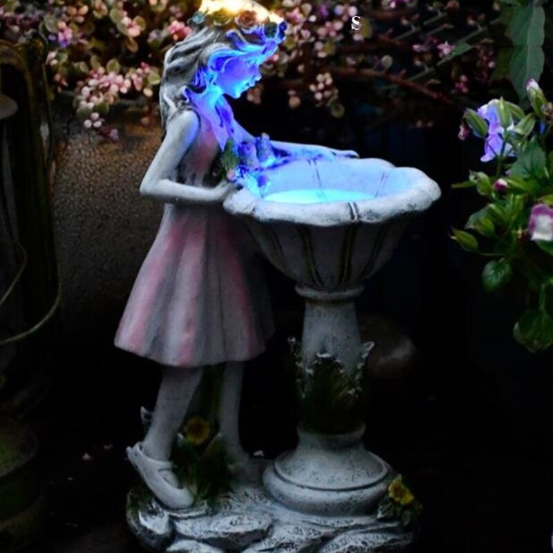 Flower Fairy Solar Decoration Resin Garden Statue Solar Power Glow in the Dark Yard Outdoor Sculpture GQ