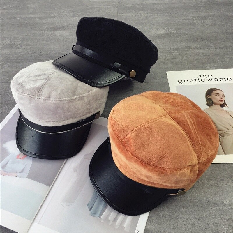 Winter Octagonal cap women men Hairy berets street style beret caps brand hats Newspaper Cap for 90s Girls