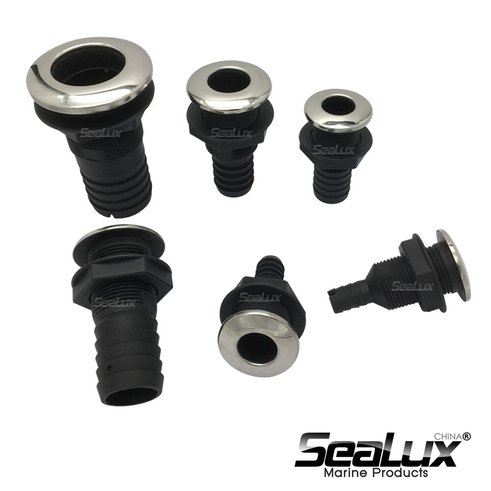 Sealux Straight Thru Hull with Stainless Steel 316 Cover with or without Flapper Nylon Plastic for Yacht Boat Marine