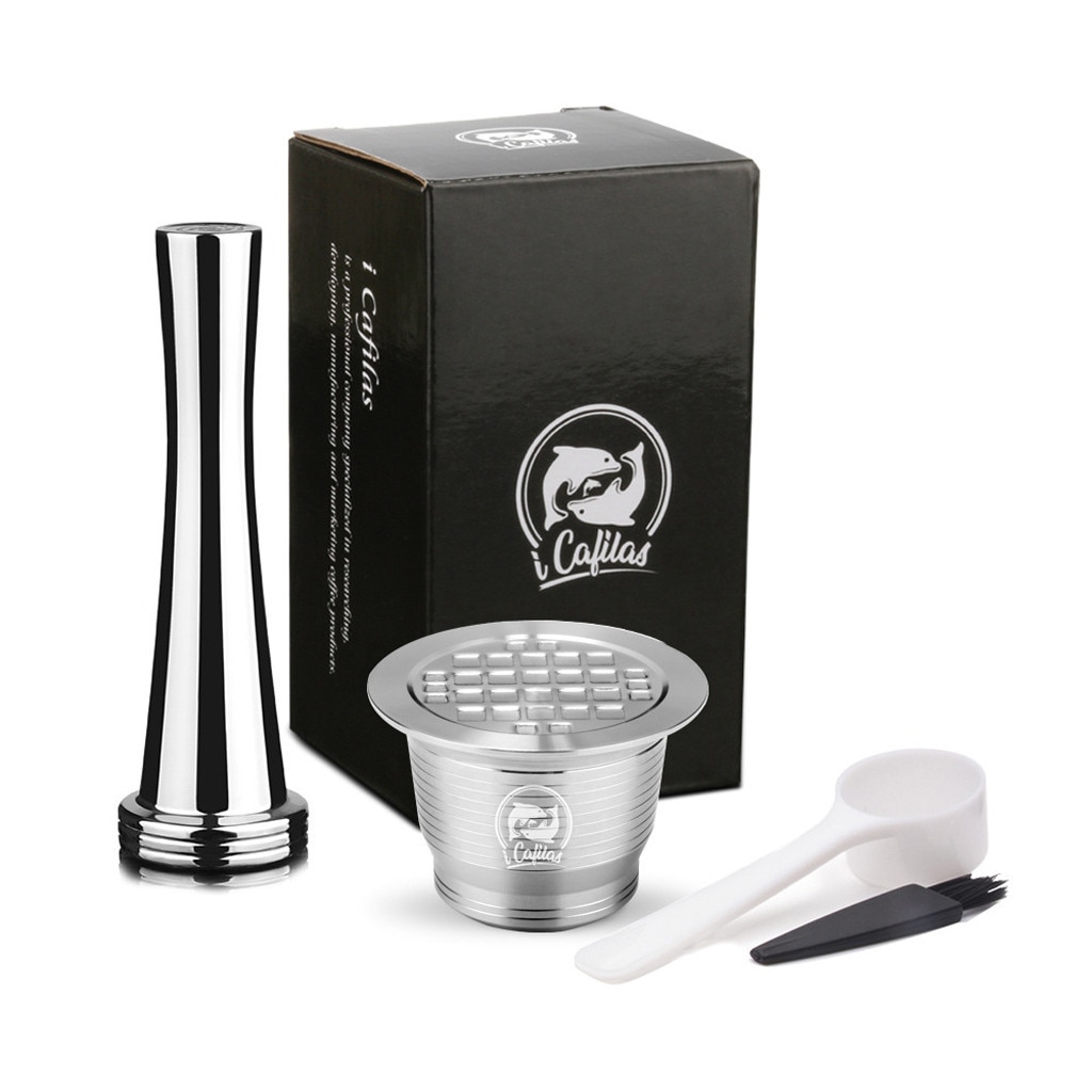 Refillable Coffee Capsule Pod Stainless Steel Filter Capsule Espresso Coffee filters and Tamper