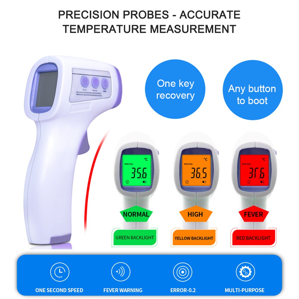 Digitale Thermometer Temperatuur Koorts Meting Gereedschap Voorhoofd Non-Contact Infrarood Lcd Ir Thermometer Volwassen: H32231