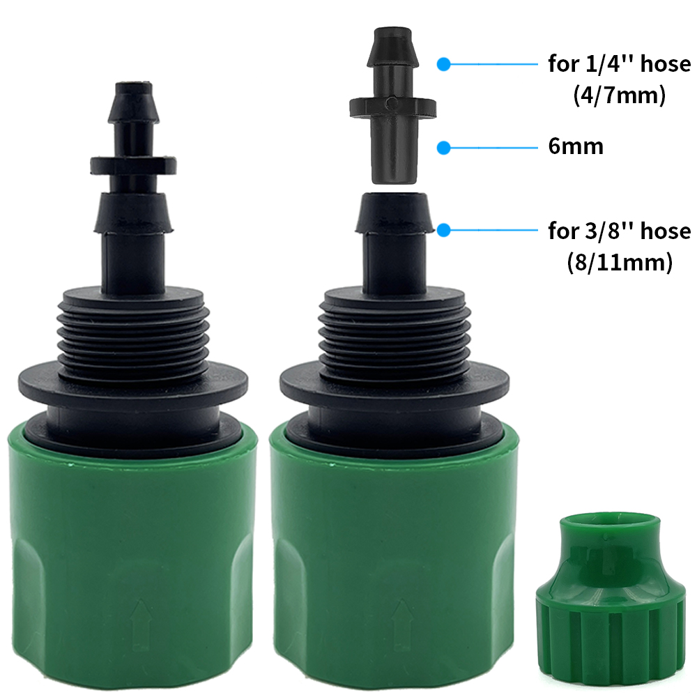WUJIE Adattatore ad innesto rapido da 2 pezzi con connettore spinato da 1/4 (ID 4 mm) o 3/8 pollici (8 mm) per irrigazione giardino irrigazione serra