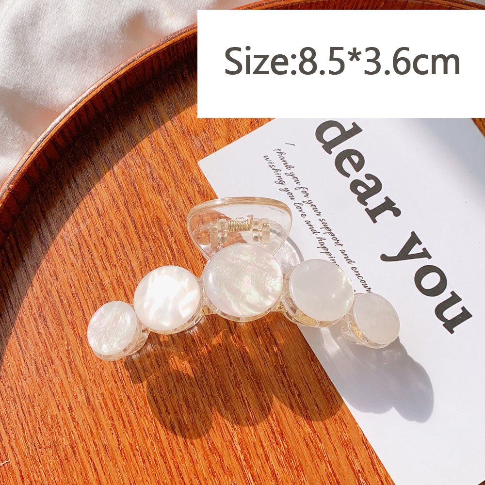 Las mujeres pelo Clips hueco tiburón pulpo Clip geométrica horquilla con perlas gran elegancia broche para peluquerías accesorios para el cabello: Middle