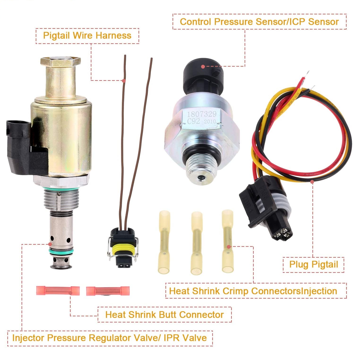 7.3 Powerstroke Fuel Injection Pressure Regulator IPR Valve with ICP Control Sensor Pigtail Connector for Ford 7.3L-1995-2003