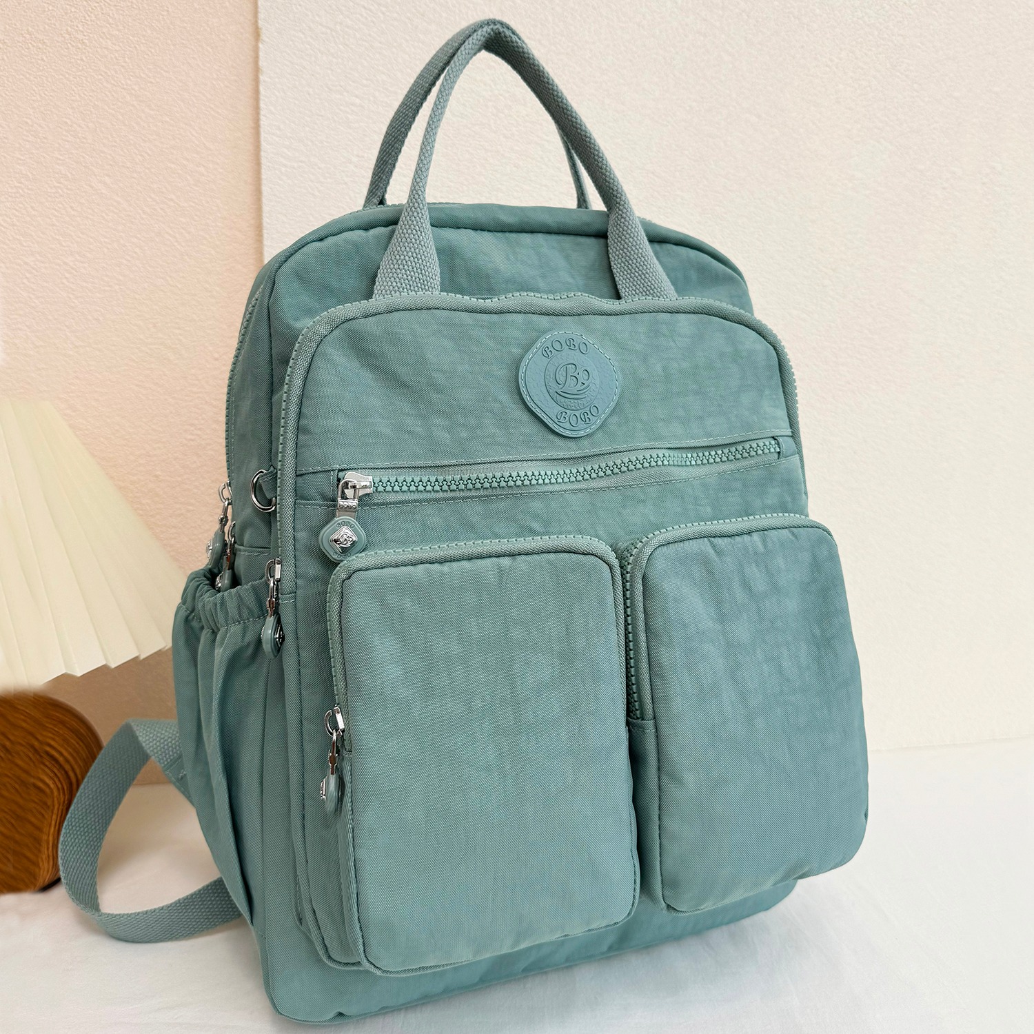 Multi-pocket Woman's Backpack Soft Handle Solid Color Nylon Travel Backpack Lightweight Casual School Backpacks