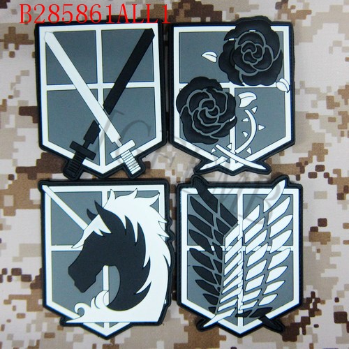 Cartoon Versie Zwarte Achtergrond Kleur Aanval Op Titan Corps 3D Pvc Patch