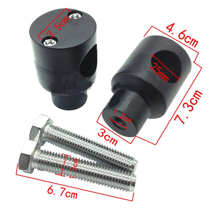 Elevador de manillar recto de subida de 2 ", abrazadera de montaje de Estilo Redondo, ajustador para manillar Universal de 22mm, 25mm, 7/8" y 1": 25mm-Black