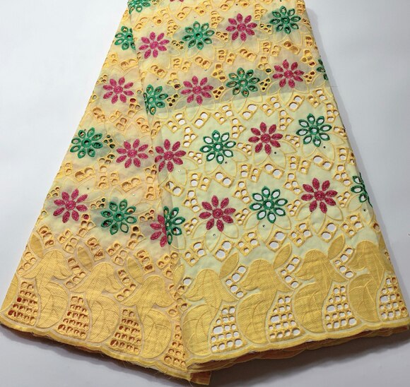 5 yard Swiss lace fabric  latest with stock embroidery African cotton fabrics Swiss voile lace popular Dubai style YSH065