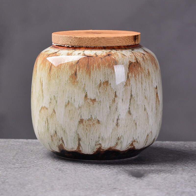Céramique cuisine boîte à thé rétro Fission couleur thé Caddies conteneurs voyage boîte de rangement pot en porcelaine pour pot de café en poudre ZM720: H