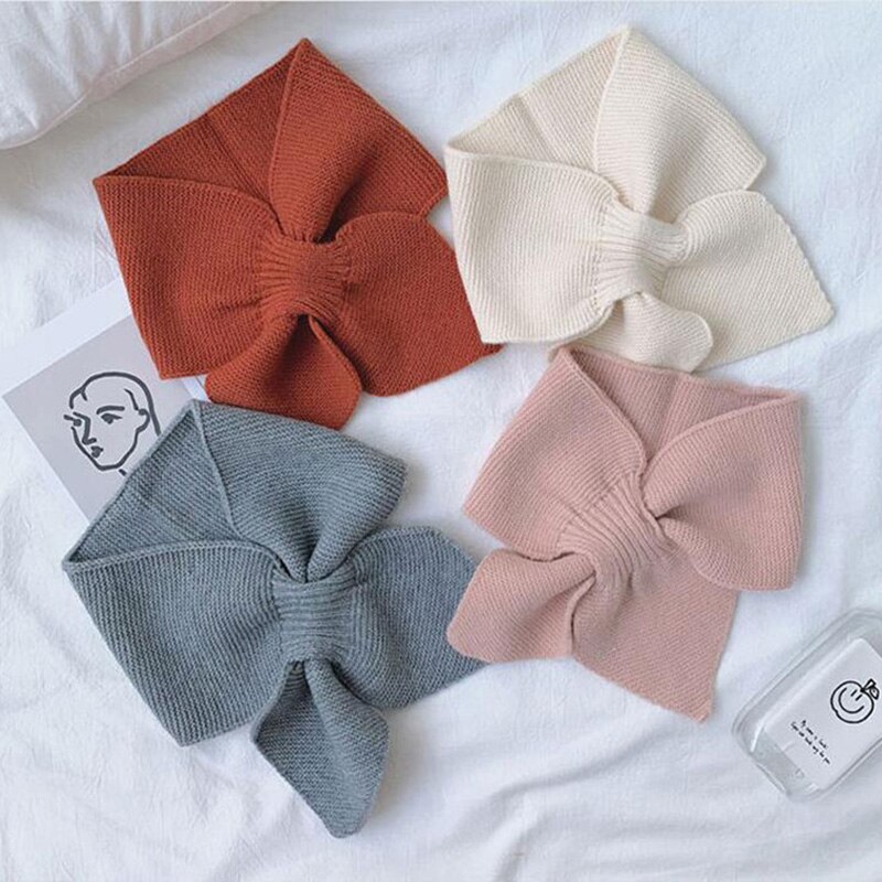 Koreanske kvinder sløjfe krydsstrikket ring hals tørklæder kvindelige efterår vinter ensfarvet elastisk blødt uld varmt tørklæde  n100