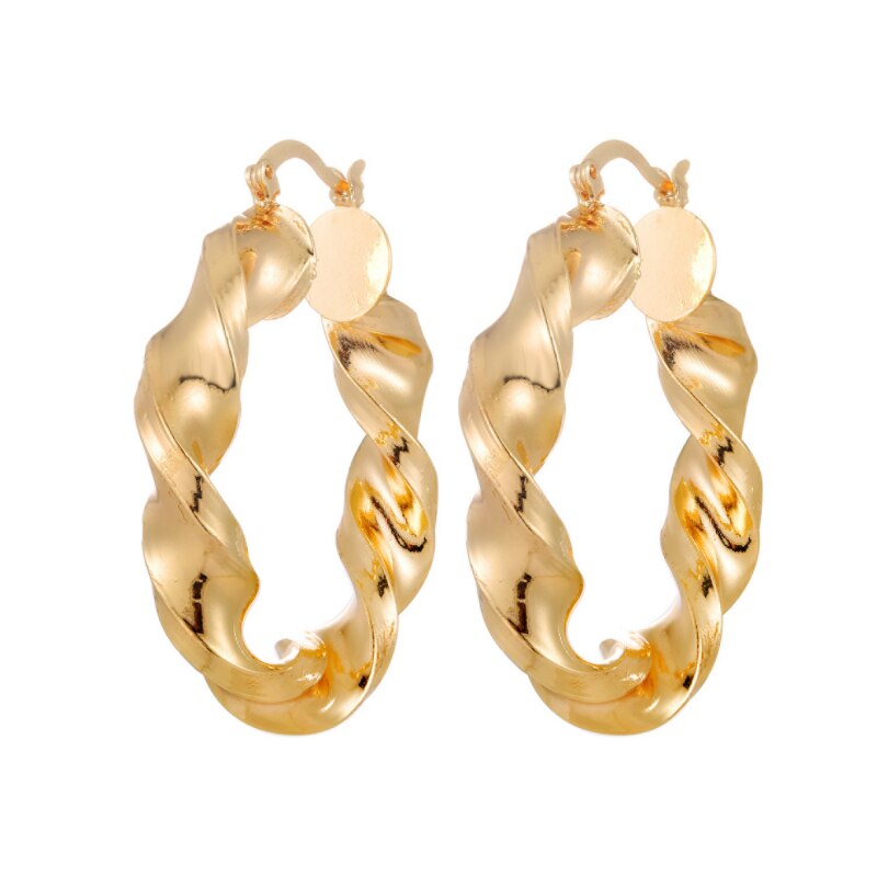 Boucles d'oreilles rondes ovales couleur or ZK30, populaires pour femmes, 35x40mm