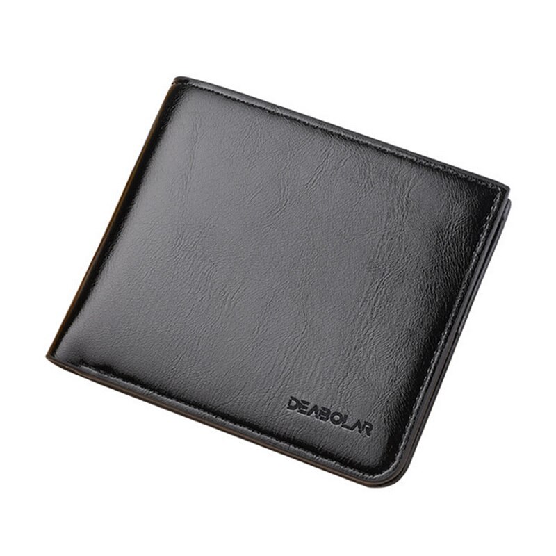 Genuine Leather Wallet Men Clip Cowhide Wallet Men Brand Coin Wallet Small Clutches Men's Purse Coin Pouch Short Men Wallet: B black