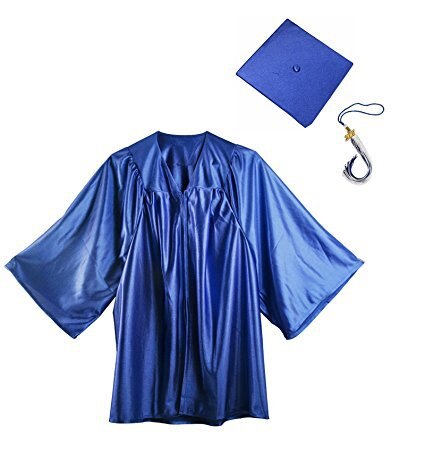 Children Kids Primary Students Graduation Bachelor Gown Boys Girls School Uniform Caps Coat Party Cosplay Costume Set Hat+robe: Blue / 27